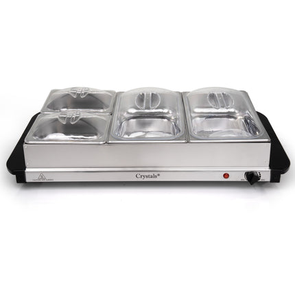 4 Tray Electric Food Warmer Buffet Server UK | Stainless Steel Adjustable Heat