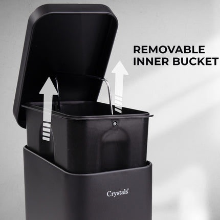 5 litre soft close bin placed in kitchen floor corner