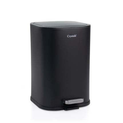 5L black stainless steel pedal bin with soft close lid