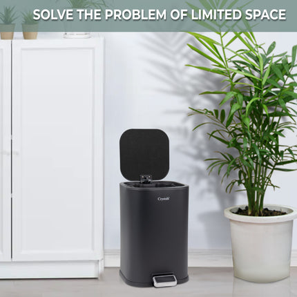 5L grey stainless steel pedal bin with soft close lid