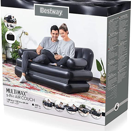 Bestway Multipurpose Sofa, 188 x 152 x 64 cm, PVC, Black