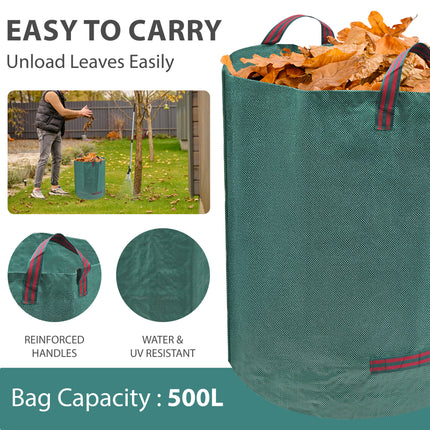 5-Piece Garden Leaf Rake Set with Grabbers, Gloves & 500L Bag