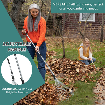 5-Piece Garden Leaf Rake Set with Grabbers, Gloves & 500L Bag