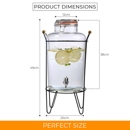 8L Glass Drinks Dispenser with Metal Stand