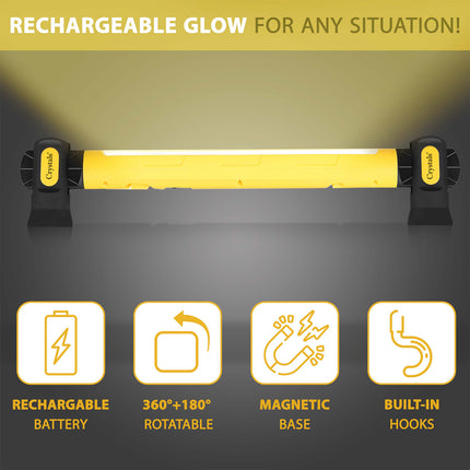 Rechargeable 3000LM Magnetic LED Work Light Bar – 3 Modes, Power Bank