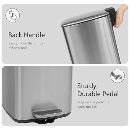 Square 30L Pedal Bin with Soft Close Lid