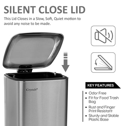 Square 30L Pedal Bin with Soft Close Lid