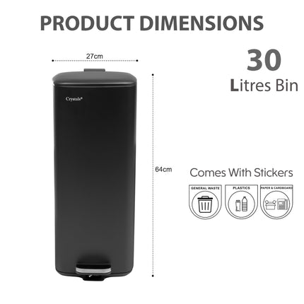 Square 30L Pedal Bin with Soft Close Lid