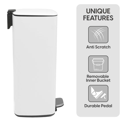 Square 30L Pedal Bin with Soft Close Lid