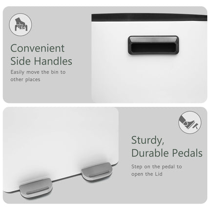 White 60L Dual Pedal Bin for Kitchen Waste & Recycling