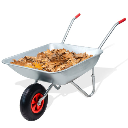 65L Heavy Duty Wheelbarrow Metal Garden Cart with Pneumatic Tyre