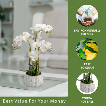Artificial orchid pot display for tabletop styling