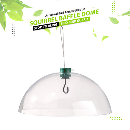 Clear polycarbonate bird feeder baffle dome to deter squirrels