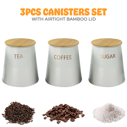 Durable canister set with airtight wooden lids