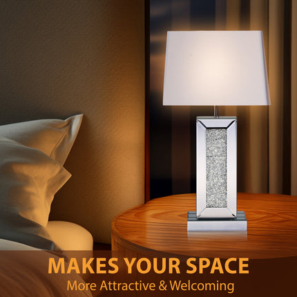 Elegant mirrored bedside lamp with soft white illumination