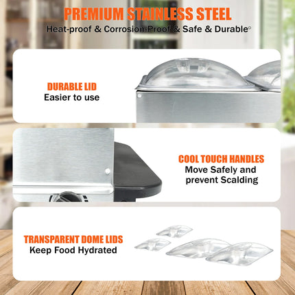 Food Warmer Buffet Server UK | 4 Tray Stainless Steel with Adjustable Temperature for Partie