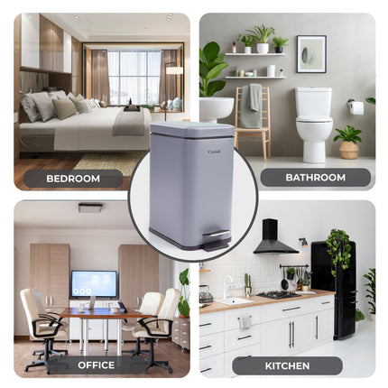 Size comparison of 5L bin in a room setting