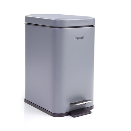 5L grey pedal bin front view with soft close lid