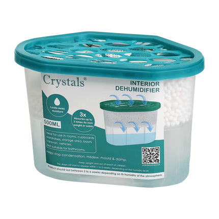 Compact interior dehumidifier moisture absorber for home use