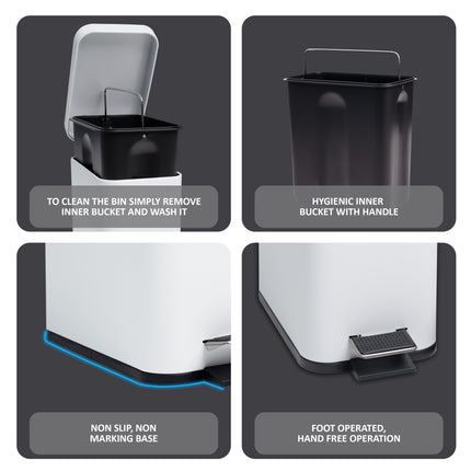 Modern white pedal bin for office or bedroom with hygienic design