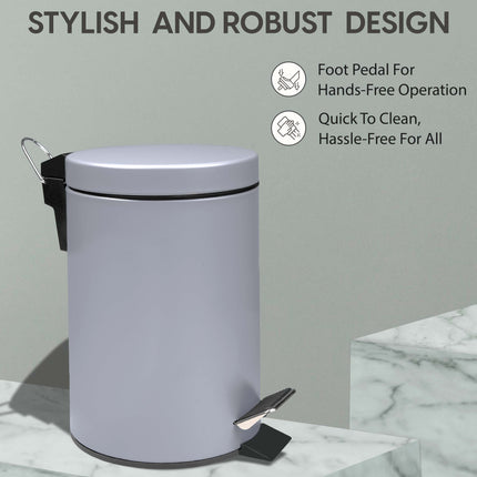 3 Litre Small Pedal Bin Grey