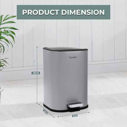 5L soft close pedal bins in black and grey