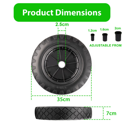 PU black puncture-proof replacement wheel for garden trolley