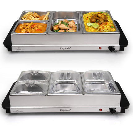 Stainless Steel 4 Tray Buffet Server Food Warmer Adjustable Temperature for UK