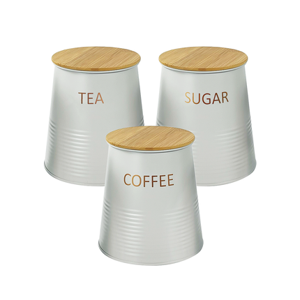 Set of 3 tea coffee sugar canisters for UK kitchen storage