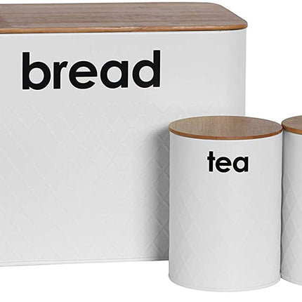 5pc White Bread Bin Kitchen Storage Set