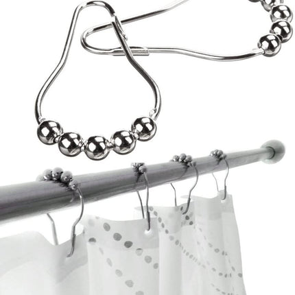 Chrome Curved Curtain Rail Rod with Ring Hooks