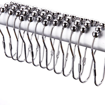 Chrome Curved Curtain Rail Rod with Ring Hooks