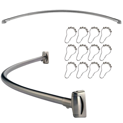 Chrome Curved Curtain Rail Rod with Ring Hooks