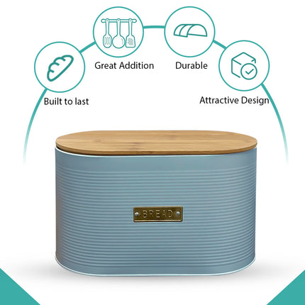 Feature Matte Grey Oval Bread Bin