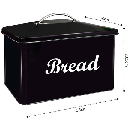 Black Stainless Steel Bread Bin - Dimensions