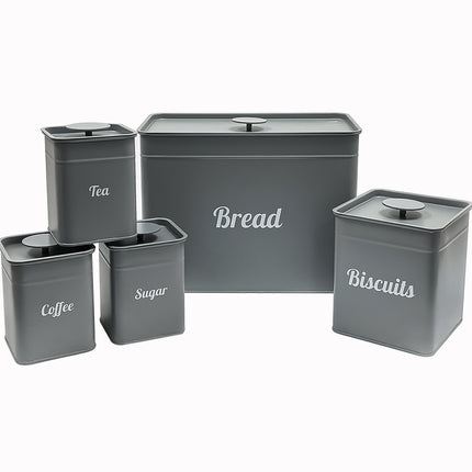 Grey Bread Bin and Canister Sets