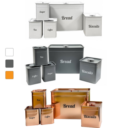 Bread Bin and Canister Sets - 5 Piece Kitchen Storage