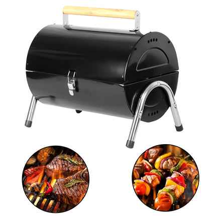 Portable Barrel Black Barbecue