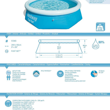 Bestway Fast Set Pool-8FT