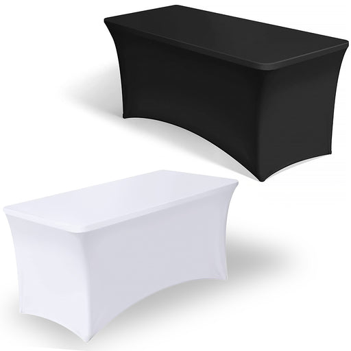 6ft White & Black Table cloth Rectangular Cover 