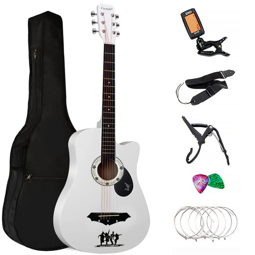 White Acoustic Guitar With Accessories 