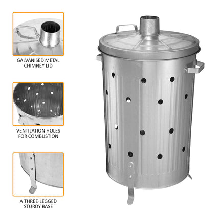 90L Galvanised Incinerator Fire Bin