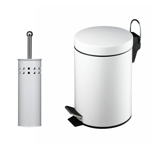 3L White Pedal Bin with Toilet Brush