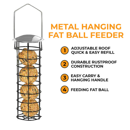 UK fat ball feeder for birds – weather-resistant metal hanging design