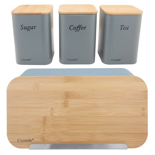 Bread Bin Grey with 3pcs Canister Set