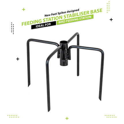 Steel prong stabilizer base designed for free-standing bird feeders