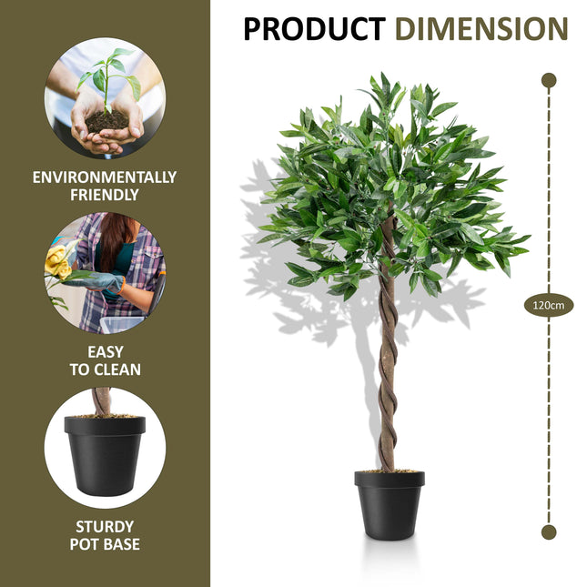 120cm Artificial Bay Tree Large Potted Indoor Topiary