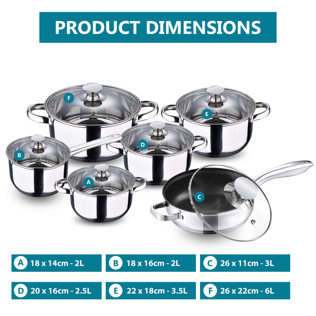 12-piece stainless steel pot and pan set for UK kitchens