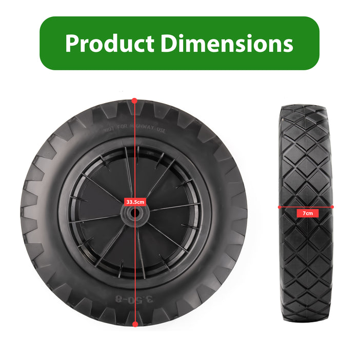 14-inch PU black puncture-proof replacement wheel for garden trolley