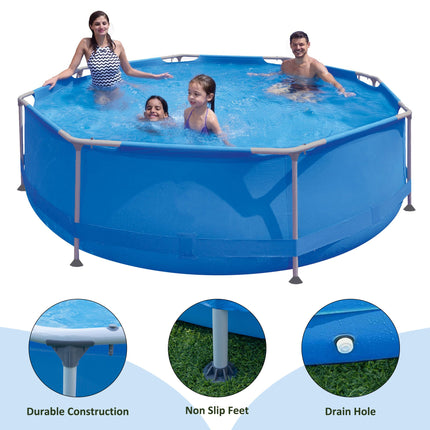 Above Ground Round Steel Swimming Pool - 12ft x 30in